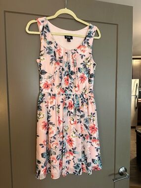 Floral Mini Dress Size M Pink A Line Flowy Summer